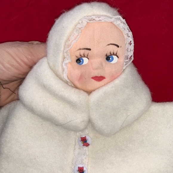 🔵 Fiber Art, Vintage collectible puppet cream wool handmade angel, rare find - Picture 6 of 11